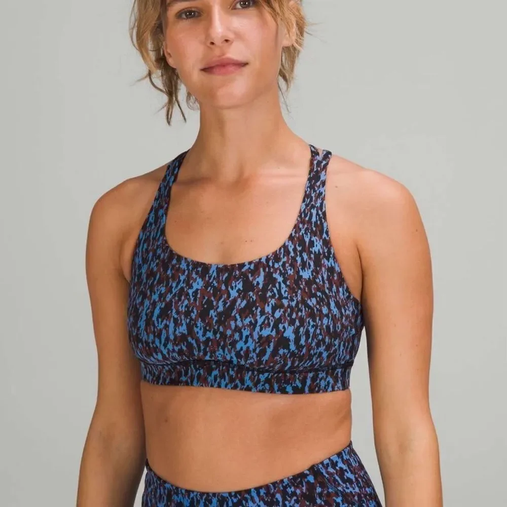 Lululemon Energy Bra Leopard Camo Blue Nile Multi 12